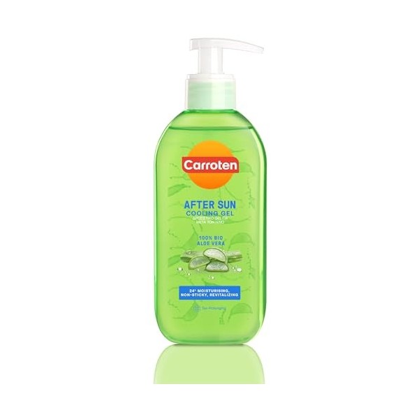 Carroten After Sun Cooling Gel 200 ml - 100% Bio Aloe Vera Gel - Gel Hydratant et Rafraîchissant Après Soleil - Visage & Corp