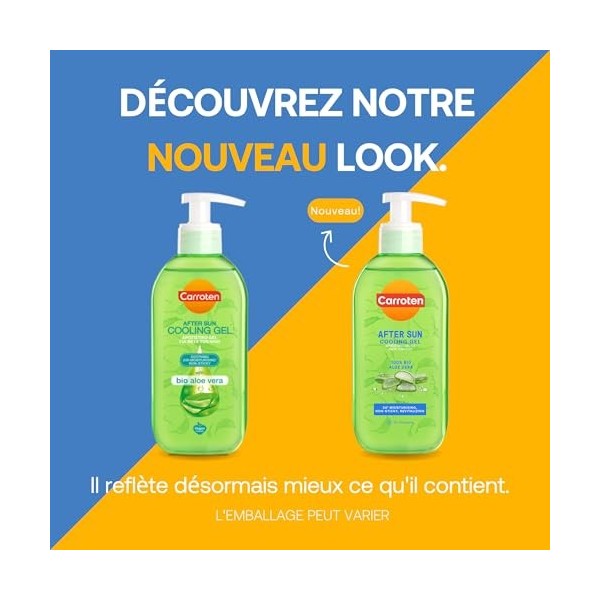 Carroten After Sun Cooling Gel 200 ml - 100% Bio Aloe Vera Gel - Gel Hydratant et Rafraîchissant Après Soleil - Visage & Corp