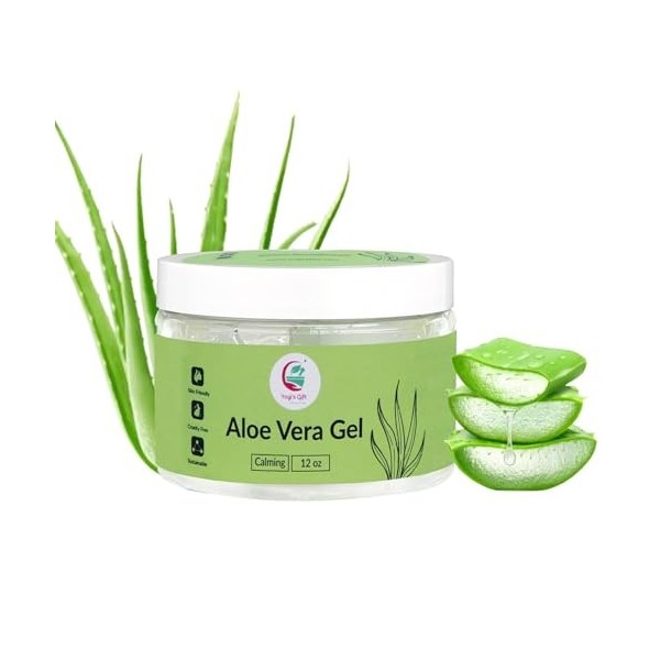 Gel dAloe Vera 12 oz | Bonté naturelle pour le visage, la peau, le cuir chevelu, les cheveux et le soulagement des coups de 