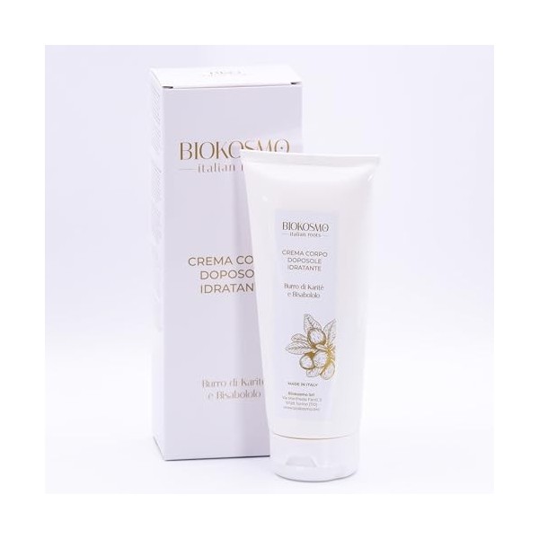BIOKOSMO - italian roots - CRÈME CORPS APRÈS SOLEIL HYDRATANT Beurre de Karité 200 ml. 100% Made in Italy and Cruelty Free