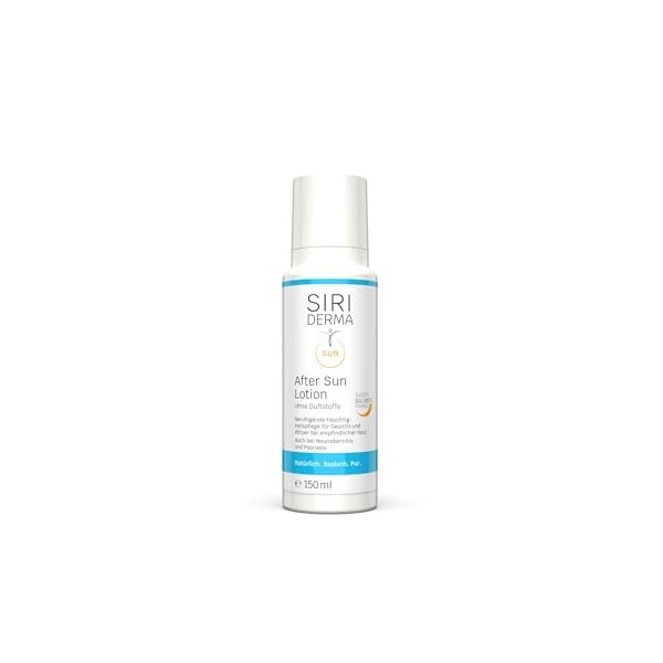 SIRIDERMA Lotion après-soleil - Protection minérale immédiate pour peaux sensibles - Basique, naturelle et hautement tolérée 