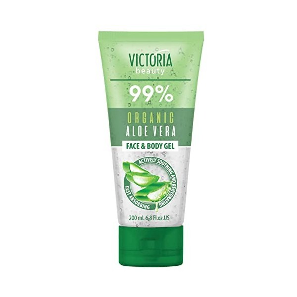 Victoria Beauty - Gel daloe vera 99 % organique, crème hydratante pour le visage et le corps, soin naturel après soleil 1 x