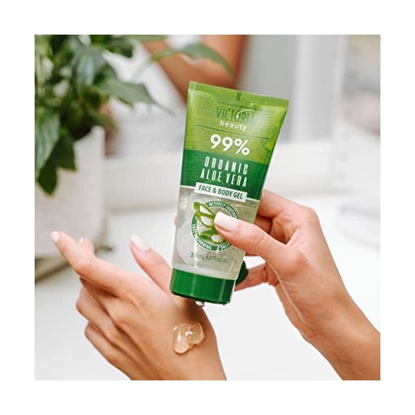 Victoria Beauty - Gel daloe vera 99 % organique, crème hydratante pour le visage et le corps, soin naturel après soleil 1 x