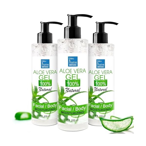 Gel dAloe Vera 100% Naturel, Raffermissant Corps, Anti Rides Visage, Hydratant Peau et Cheveux, Apaisant et Réparateur Cheve