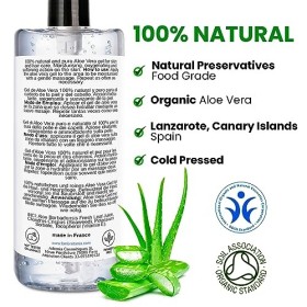 Gel dAloe Vera 100% Naturel, Raffermissant Corps, Anti Rides Visage, Hydratant Peau et Cheveux, Apaisant et Réparateur Cheve