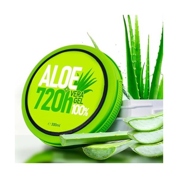 Gel dAloe Vera 720h, Qualité Supérieure, Issu de Fermes Biologiques en Espagne - Absorption Rapide, Non Collant, 100% Nature