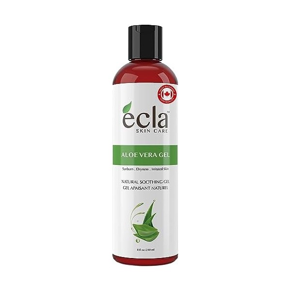 Ecla Skin Care 240 ml Gel dAloe Vera Après-Soleil, Aloe Vera Gel 100% Pure pour Visage, Corps & Cheveux, Jus dAloe Vera P