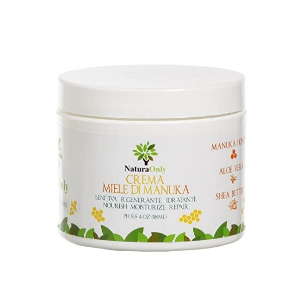 Crème au miel de Manuka: Aloe Vera + Beurre de Karité + Huile de Coco. Hydratant naturel anti-démangeaisons pour la lotion po