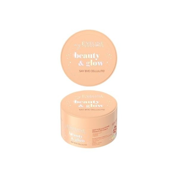 Eveline Cosmetics Beauty&Glow Beurre Corporel Anti-Cellulite au Beurre de Karité & Poivre Rose, Enrichi de 7 Vitamines Essent