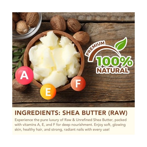 Beurre de karité bio non raffiné pressé à froid 120 ml 100 % pur et naturel, pur et végétalien, beurre de karité de qualité