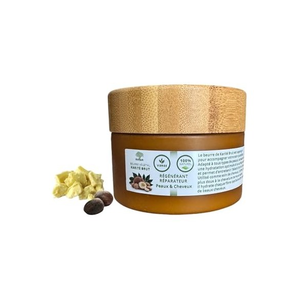 Beurre de Karité Brut Régénérant et Réparateur pour Peaux et Cheveux, 100% Naturel