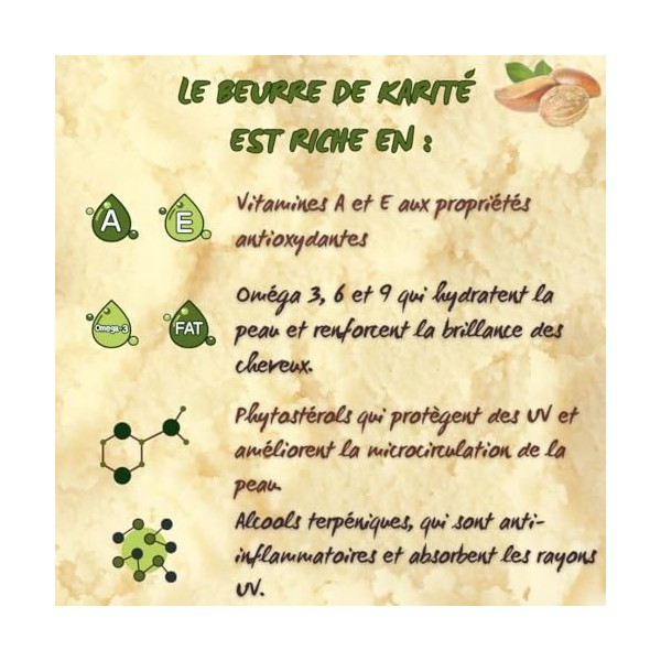 Beurre de Karité Brut Régénérant et Réparateur pour Peaux et Cheveux, 100% Naturel