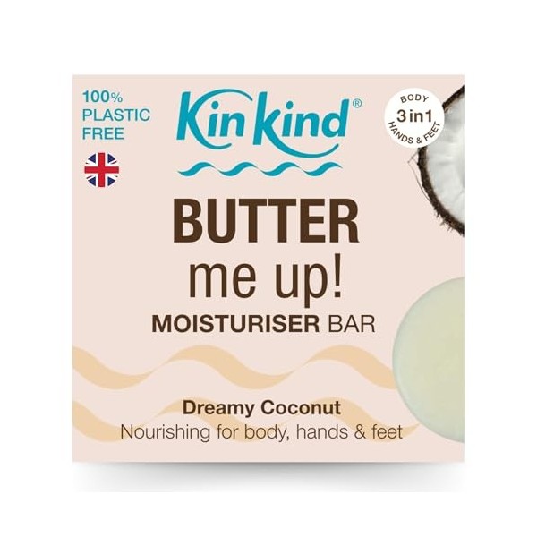 KinKind Butter Me Up Body Lotion hydratante au beurre de graines de cacao nourrissant. Sans plastique et végétalien. La barre