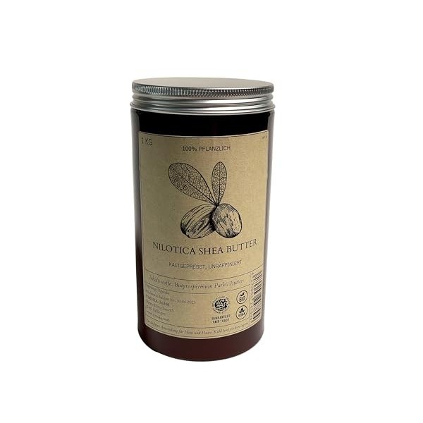 YIMUKA Beurre de karité 100 % pur Nilotique 1 kg : crème parfaite pour les mains, le tatouage et les lèvres, beurre de karité