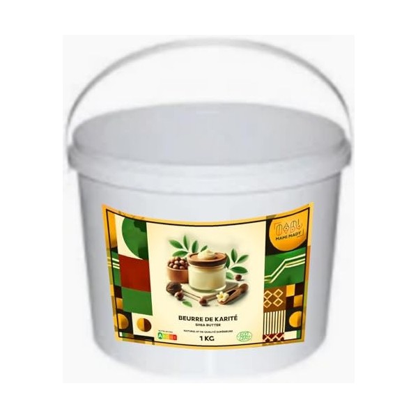 Mami Mady - Beurre de Karité végan Bio,100% pur et Naturel, non Rafiné 1kg