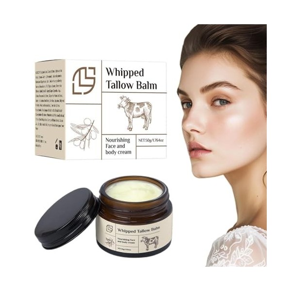 Whipped Beef Tallow For Skin 1.76 OZ Beef Tallow Honey Balm, Deeply Nourishing Organic Grass Fed Tallow Balm, Suif De Bœuf Po