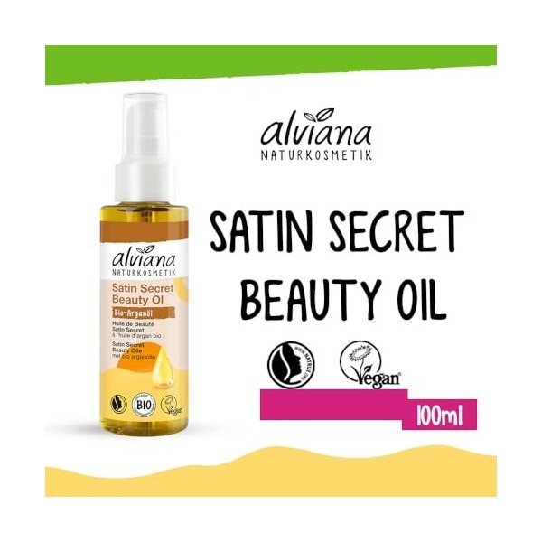 Alviana Satin Secret Beauty Oil Lot de 2 flacons dhuile hydratante de luxe pour le corps, le visage, les cheveux et les ongl
