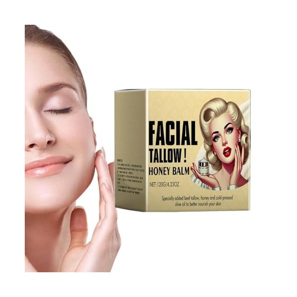 Beef Tallow Cream, Baume Pour Le Visage Au Miel De Suif, Baume Au Miel Et Au Suif De Bœuf, Baume De Suif À La Crème De Bœuf,