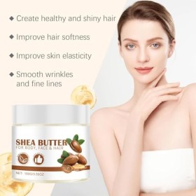 Beurre De Karité Pur 220g, Shea Butter Hydratant Visage & Corps, Hydrate Et Répare Les Cheveux,beurre de karité bio,Crème au 