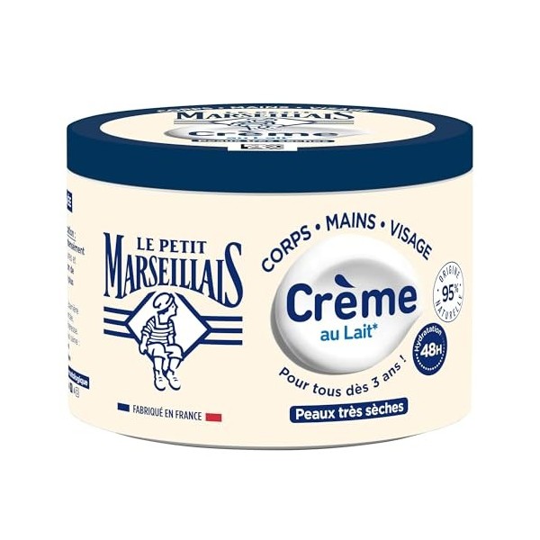 Le Petit Marseillais | Crème Hydratante Multi-Usage Lait pot de 360 ml – Crème corps, mains et visage pour les peaux très s