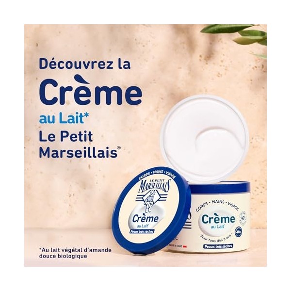 Le Petit Marseillais | Crème Hydratante Multi-Usage Lait pot de 360 ml – Crème corps, mains et visage pour les peaux très s