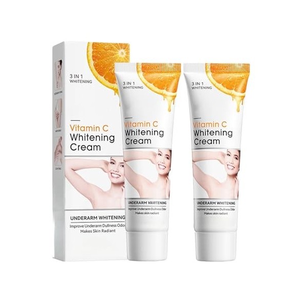 2Pcs Underarm Whitening Cream, Armpit Whitening Cream,Crème Blanchissante Pour Les Aisselles, Skin Bleaching Cream, Efficace 