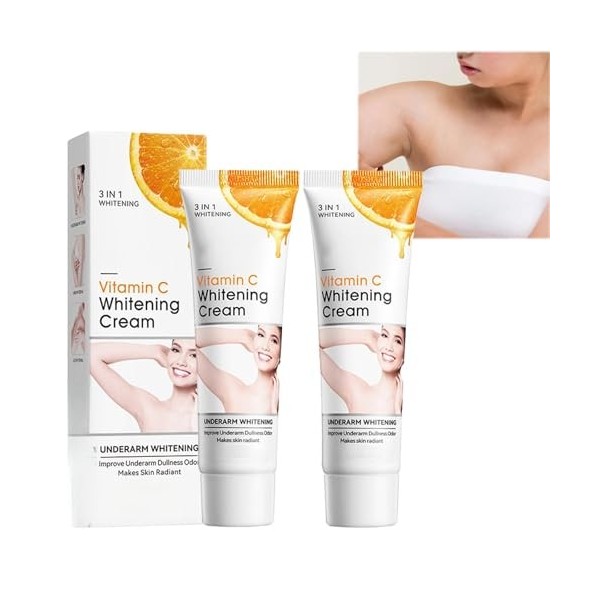 2Pcs Underarm Whitening Cream, Armpit Whitening Cream,Crème Blanchissante Pour Les Aisselles, Skin Bleaching Cream, Efficace 