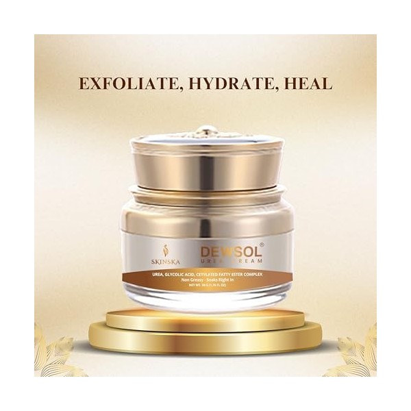 Skinska Naturals - Crème à lurée Dewsol avec acide glycolique et complexe desters gras cétylés, idéale pour les peaux très 