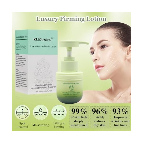 KUIRUNRX® Crème Raffermissante, Lait Corporel Raffermissant Pour la Peau, Avec Crème Raffermissante, Pour le Cou ou le Corps,
