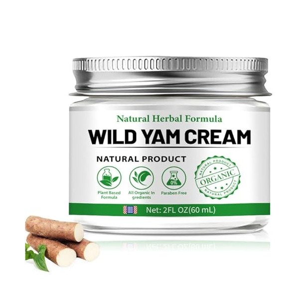 Crème de Yam Sauvage, Crème de Yam Sauvage Biologique, Crème Enrichie en Yam Sauvage Biologique, Crème de Yam Sauvage Bio 90g