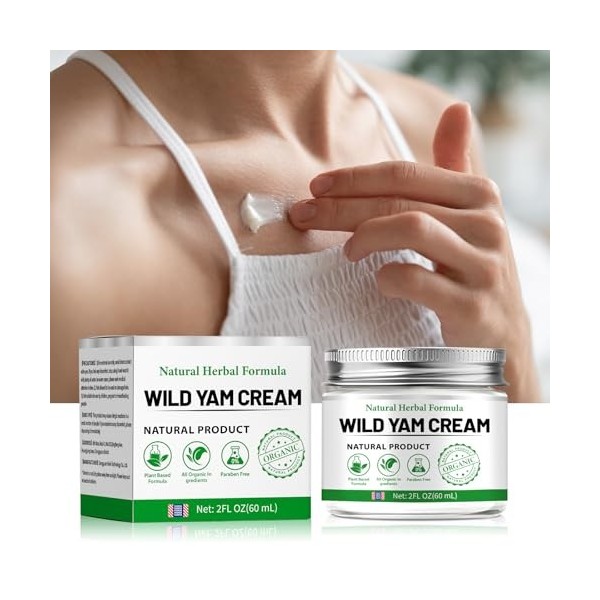 Crème de Yam Sauvage, Crème de Yam Sauvage Biologique, Crème Enrichie en Yam Sauvage Biologique, Crème de Yam Sauvage Bio 90g