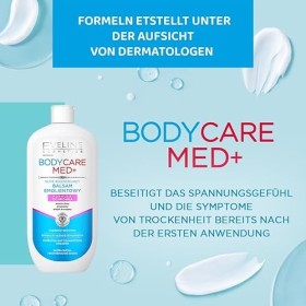 Eveline Cosmetics BodyCare Med+ Baume Émollient Régénérant Intensif pour Peau Très Sèche et Sensible avec Huile de Chanvre & 