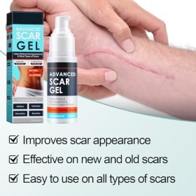 Apooliy Gel pour cicatrices, crème pour lélimination des cicatrices de vergetures, cicatrices chirurgicales, chéloïdes, acné