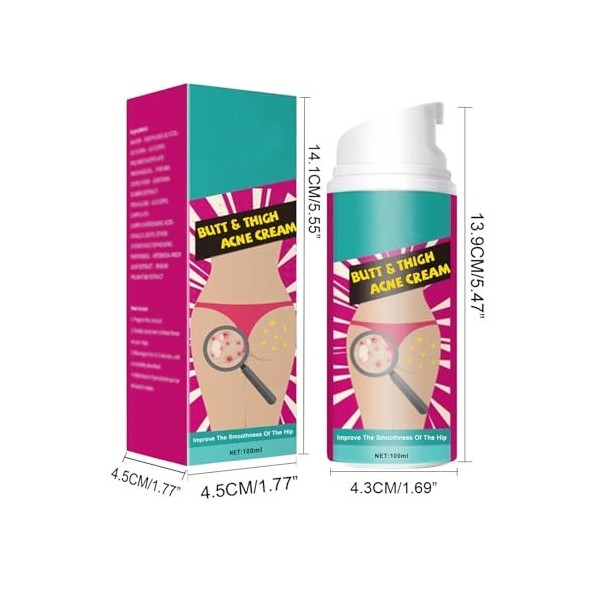 Pemarlis 100ml Crème Dissolvant de Boutons pour les Fesses,Butt Treatment Cream,Lotion de Compensation de lacné des Fesses,F