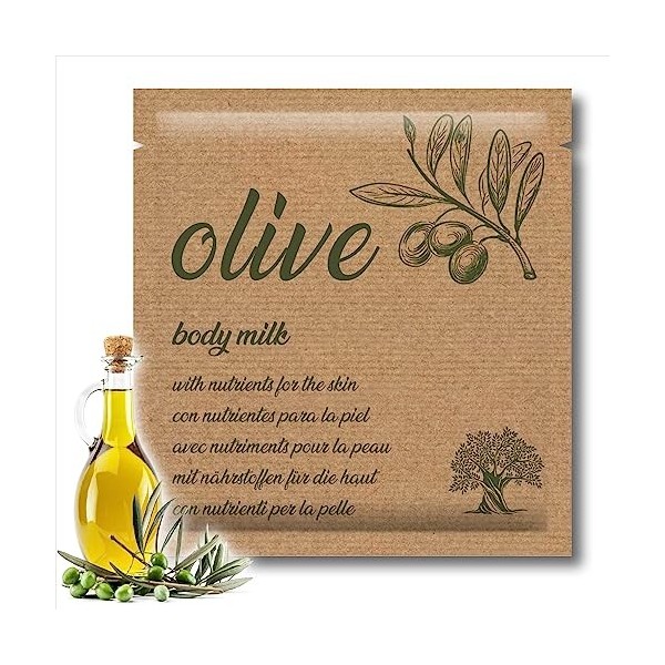 GPQ Body Milk Olive | 400 unités x 8 g. | 96 % Natural Origin | Amenities Hotel à lhuile dolive, nutriments pour la peau, s