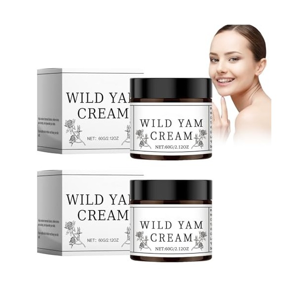 2Pc Crème Bio Wild Yam,Organic Enriched Wild Yam Crème,Moisturizing Wild Yam Cream Hormone Balance,Crème Hydratante Wild Yam 