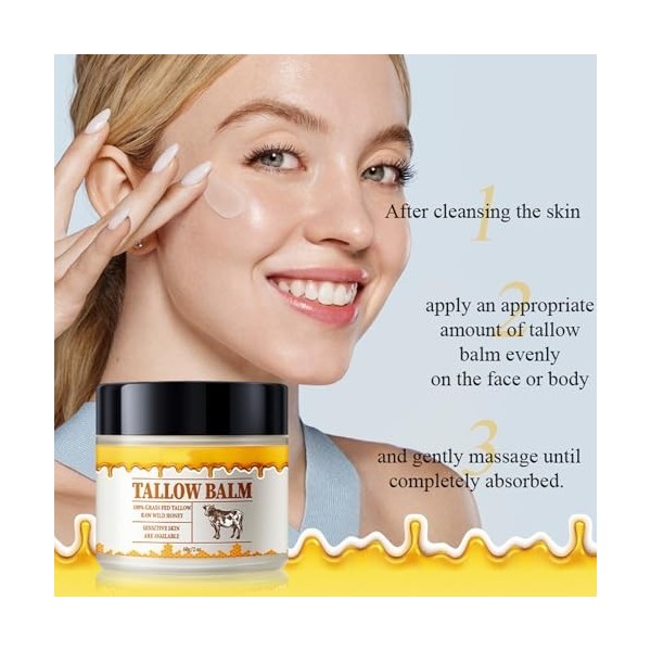 Beef Tallow for Skin,Body Moisturizing Care Tallow Cream,Tallow Cream for Skin Care,Honey Moisturizing Cream,Beef Tallow,Face