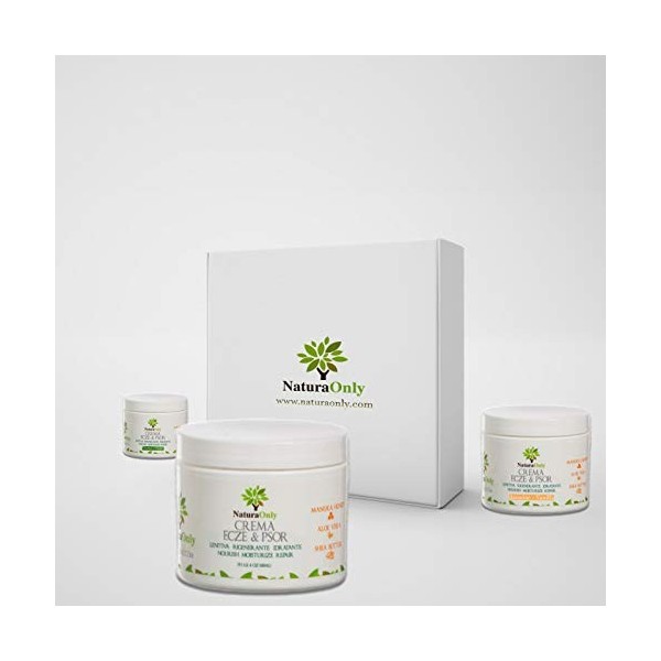Ecze & Psor - Lot de 3 crèmes naturelles et intenses avec miel de Manuka, aloe vera, beurre de karité, huile de coco. Traitem
