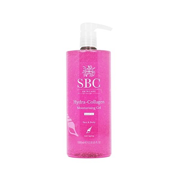 SBC Skincare - Gel hydratant pour le visage et le corps au collagène marin - 1 L - Aide à dissimuler les ridules et à hydrate