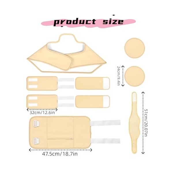 Gurxi 9 Pièces Castor Oil Pack Organic Castor Oil Patch Castor Oil Pack Wrap Kit Reusable Organic Pack Avec Sangles Élastique