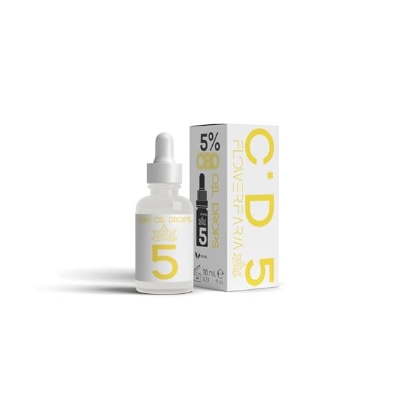 Flower Farm CBD Oil 5% | Huile de CBD de Haute Qualité, 99,93% Pure, à Base dHuile Naturelle, Sans Conservateur ni OGM | Idé