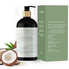 OLANKKPURE Huile de coco fractionnée 16 oz - Huile de coco liquide 100 % pure et naturelle pour la peau, le corps, le visage 