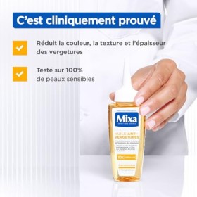 Mixa - Huile Anti-Vergetures - 30% d’Omégas 6 & 9 - Réduit la Couleur, la Texture et l’Épaisseur des Vergetures Post-Grossess