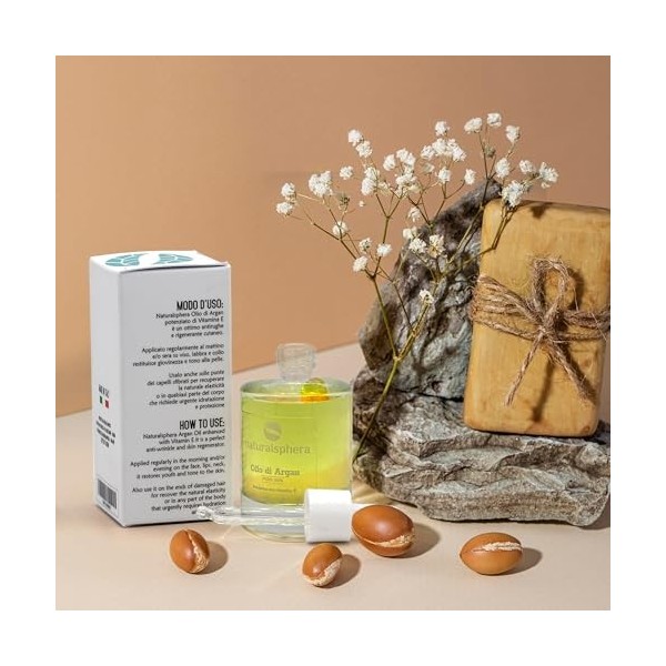 Huile dArgan 100% pure biologique enrichie en vitamine E anti-rides visage hydratant corps réparateur cuticules cheveux et b