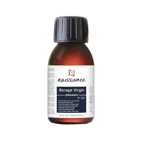 Naissance Huile de Bourrache BIO No. 226 - 100ml - Riche en GLA Acide Gamma-Linolénique - pour Peau, Visage, Corps, Cheve