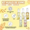 BORN TO BIO Coffret Cadeau Huile Argan + Ricin + Jojoba + Amande + Monoi - Huiles de Soins Multi Usages Corps et Cheveux - Co