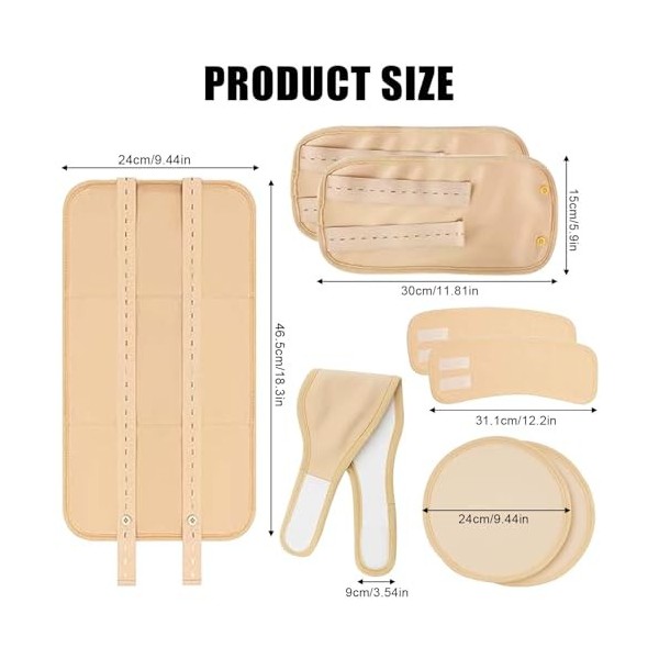 Lot de 8 paquets dhuile de ricin bio réutilisables pour le ventre, les mollets, la taille, la poitrine, la circulation sangu