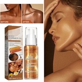 Body Glitter Oil,Huile Scintillante,Huile de Surligneur pour le Corps,Huile Chatoyante pour le Corps,Shimmer Lotion pour Le C