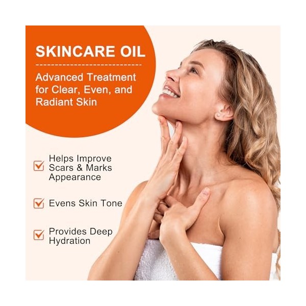 Traitement des cicatrices à lhuile biologique, améliore lapparence des cicatrices, des vergetures et du teint de la peau, l