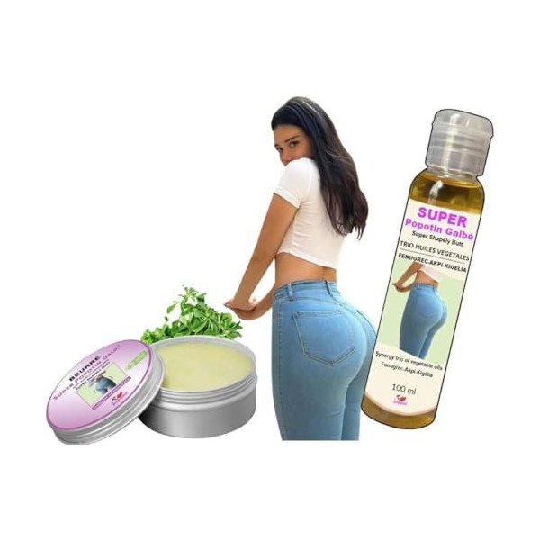 Pack Premium pour Grossir le Fessier-Augmenter Volume Poitrine-Hanches - Double Efficacité -Beurre et Huile de Kigelia-Fenugr